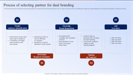 Process Of Selecting Partner For Dual Branding Dual Branding Marketing Campaign Template PDF
