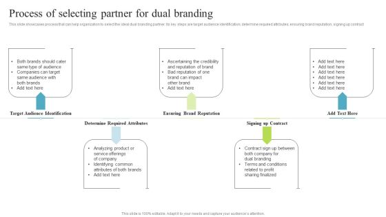 Process Of Selecting Partner For Dual Branding Multi Brand Promotion Campaign For Customer Engagement Infographics PDF Process Of Selecting Partner For Dual Branding Multi Brand Promotion Campaign For Customer Engagement Infographics PDF