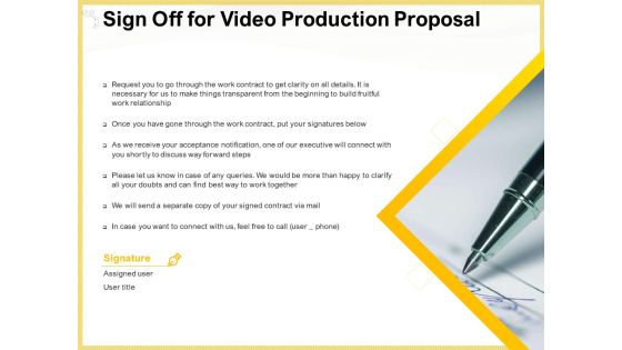 Producing Video Content Sign Off For Video Production Proposal Elements PDF Producing Video Content Sign Off For Video Production Proposal Elements PDF