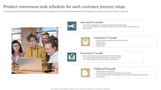 Product Awareness Task Schedule For Each Customer Journey Stage Microsoft PDF
