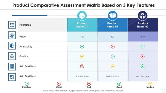 Product Comparative Assessment Matrix Based On 3 Key Features Microsoft PDF