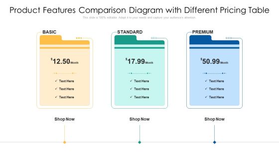 Product Features Comparison Diagram With Different Pricing Table Information PDF Product Features Comparison Diagram With Different Pricing Table Information PDF