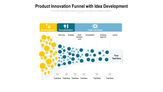Product Innovation Funnel With Idea Development Ppt PowerPoint Presentation Summary Portrait PDF