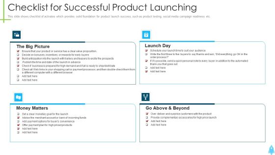 Product Kick Off Strategy Checklist For Successful Product Launching Ppt Summary Slide Download PDF