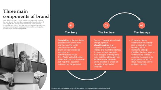 Product Launch Strategy Three Main Components Of Brand Ppt PowerPoint Presentation File Outline PDF