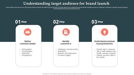 Product Launch Strategy Understanding Target Audience For Brand Launch Ppt Professional Deck PDF