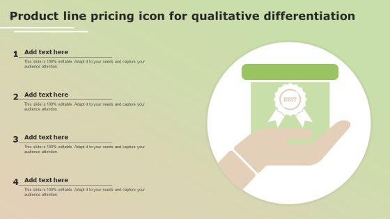 Product Line Pricing Icon For Qualitative Differentiation Themes PDF