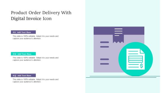 Product Order Delivery With Digital Invoice Icon Portrait PDF Product Order Delivery With Digital Invoice Icon Portrait PDF