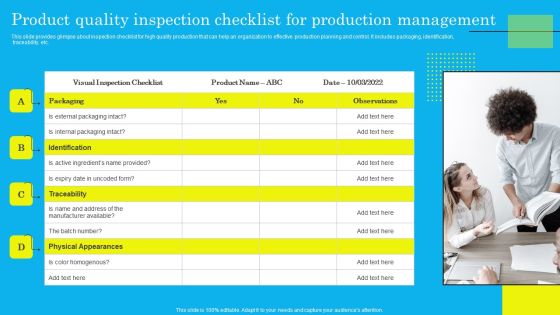 Product Quality Inspection Checklist For Production Management Formats PDF Product Quality Inspection Checklist For Production Management Formats PDF