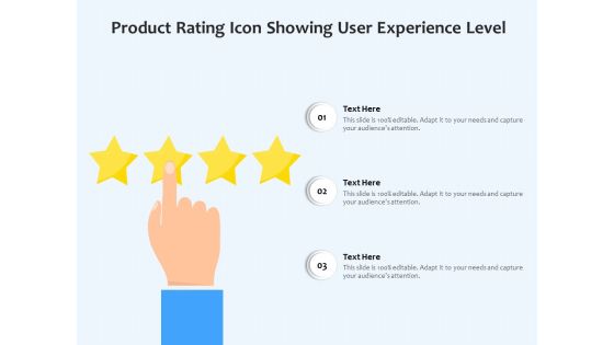Product Rating Icon Showing User Experience Level Ppt PowerPoint Presentation File Demonstration PDF Product Rating Icon Showing User Experience Level Ppt PowerPoint Presentation File Demonstration PDF