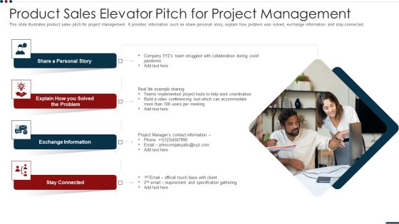 Product Sales Elevator Pitch For Project Management Pictures PDF Product Sales Elevator Pitch For Project Management Pictures PDF