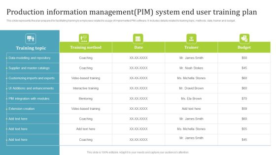 Production Information Managementpim System End User Training Plan Information PDF