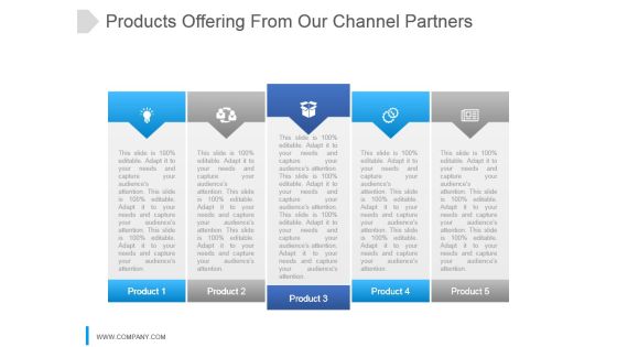 Products Offering From Our Channel Partners Ppt Slide Template Products Offering From Our Channel Partners Ppt Slide Template