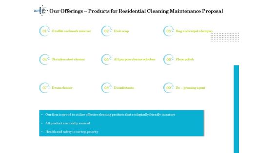 Professional House Cleaning Service Our Offerings Products For Residential Cleaning Maintenance Proposal Clipart PDF Professional House Cleaning Service Our Offerings Products For Residential Cleaning Maintenance Proposal Clipart PDF
