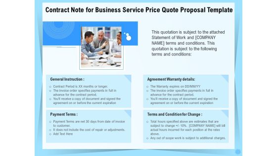 Professional Quotation Estimation Solutions Contract Note For Business Service Price Quote Proposal Elements PDF