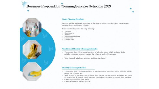 Professional Sanitation Solutions Business Proposal For Cleaning Services Schedule Areas Information PDF