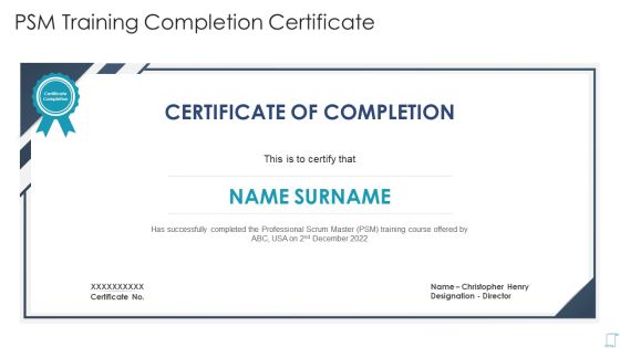Professional Scrum Master Certification Training Program IT Psm Training Completion Infographics PDF