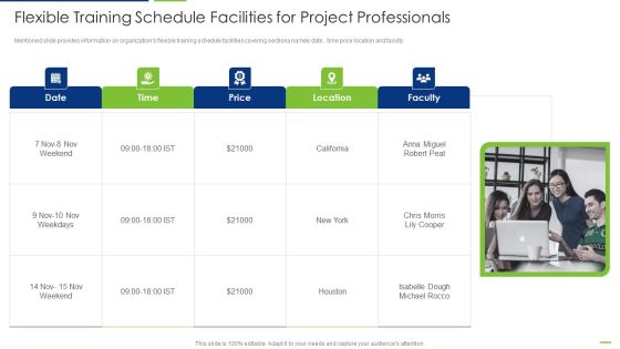 Professional Scrum Master Flexible Training Schedule Facilities For Project Professionals Brochure PDF