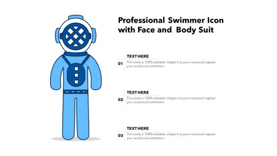 Professional Swimmer Icon With Face And Body Suit Ppt PowerPoint Presentation File Inspiration PDF