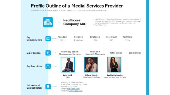 Profile Outline Of A Medial Services Provider Ppt PowerPoint Presentation File Good PDF