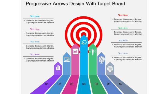 Progressive Arrows Design With Target Board Powerpoint Template Progressive Arrows Design With Target Board Powerpoint Template