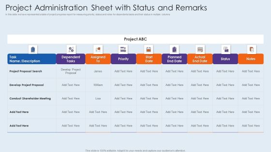 Project Administration Sheet With Status And Remarks Guidelines PDF Project Administration Sheet With Status And Remarks Guidelines PDF