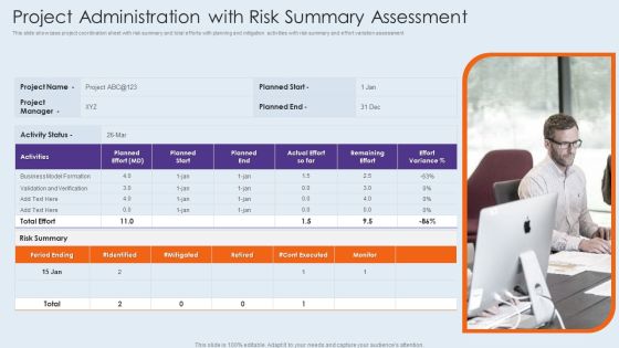 Project Administration With Risk Summary Assessment Brochure PDF Project Administration With Risk Summary Assessment Brochure PDF