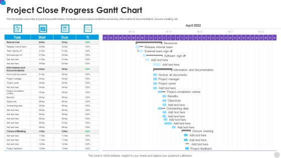 Project Close Progress Gantt Chart Microsoft PDF Project Close Progress Gantt Chart Microsoft PDF