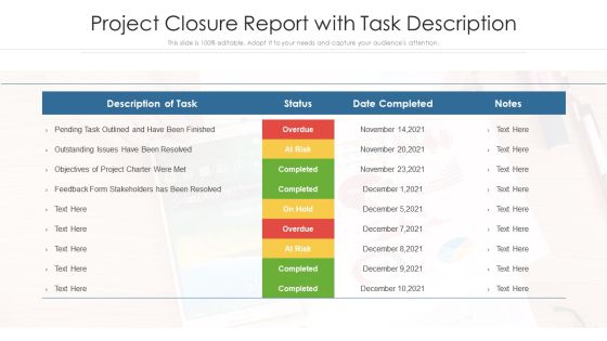 Project Closure Report With Task Description Ppt Information PDF Project Closure Report With Task Description Ppt Information PDF