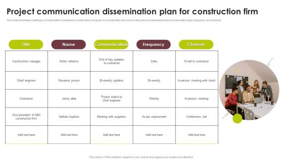 Project Communication Dissemination Plan For Construction Firm Sample PDF Project Communication Dissemination Plan For Construction Firm Sample PDF