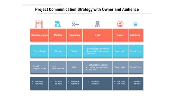 Project Communication Strategy With Owner And Audience Ppt PowerPoint Presentation Portfolio Portrait PDF Project Communication Strategy With Owner And Audience Ppt PowerPoint Presentation Portfolio Portrait PDF