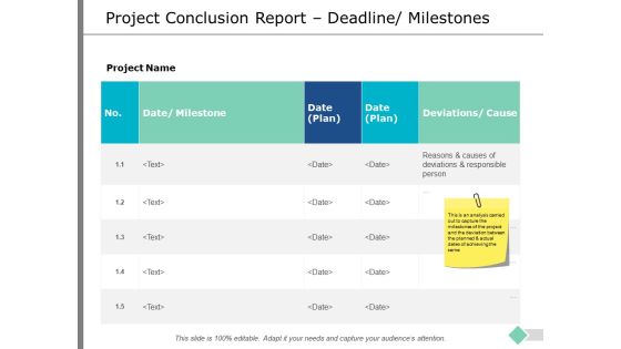 Project Conclusion Report Deadline Milestones Ppt PowerPoint Presentation Slides Design Ideas Project Conclusion Report Deadline Milestones Ppt PowerPoint Presentation Slides Design Ideas