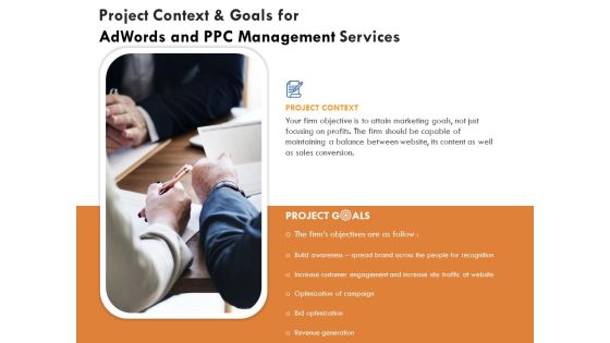 Project Context And Goals For Adwords And PPC Management Services Formats PDF