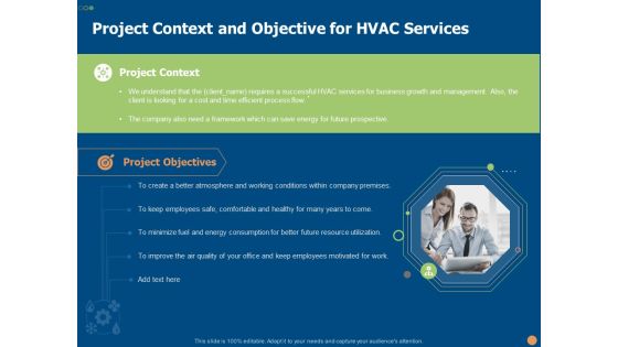 Project Context And Objective For HVAC Services Ppt PowerPoint Presentation Inspiration Layout PDF