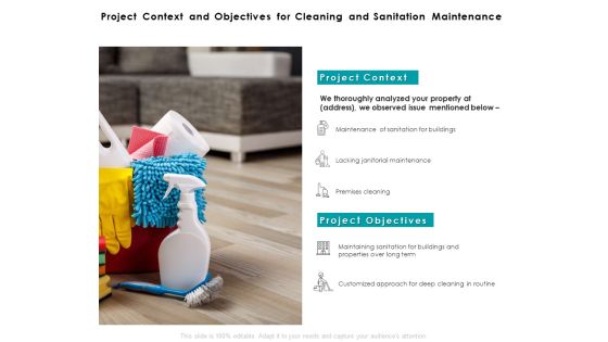 Project Context And Objectives For Cleaning And Sanitation Maintenance Ppt PowerPoint Presentation Summary Picture