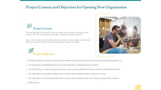 Project Context And Objectives For Opening New Organization Ppt PowerPoint Presentation Model Styles PDF