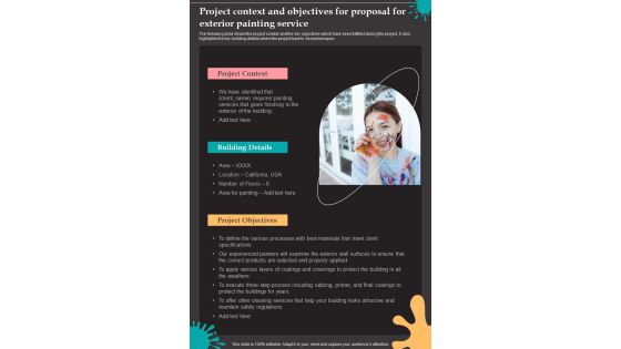 Project Context And Objectives For Proposal For Exterior Painting Service One Pager Sample Example Document Project Context And Objectives For Proposal For Exterior Painting Service One Pager Sample Example Document