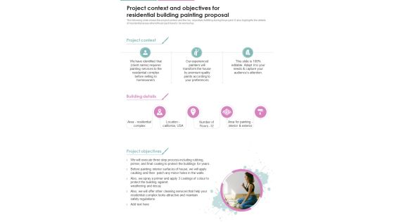 Project Context And Objectives For Residential Building Painting One Pager Sample Example Document Project Context And Objectives For Residential Building Painting One Pager Sample Example Document