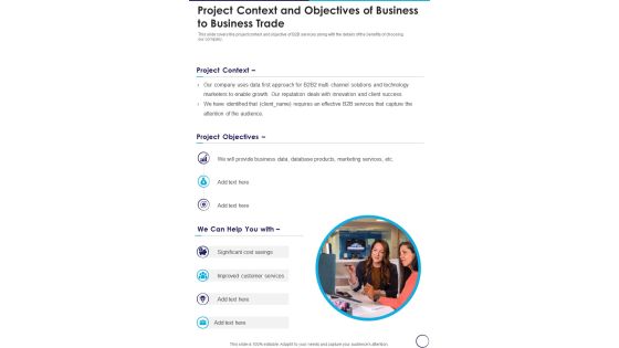 Project Context And Objectives Of Business To Business Trade One Pager Sample Example Document Project Context And Objectives Of Business To Business Trade One Pager Sample Example Document