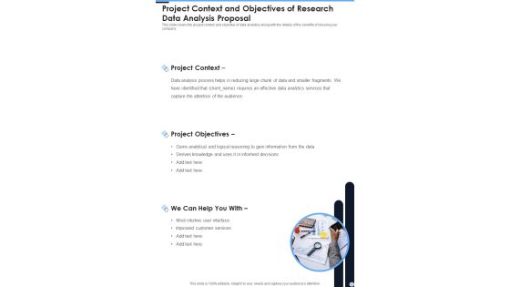 Project Context And Objectives Of Research Data Analysis Proposal One Pager Sample Example Document Project Context And Objectives Of Research Data Analysis Proposal One Pager Sample Example Document