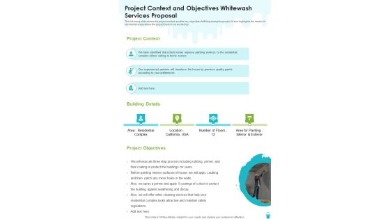 Project Context And Objectives Whitewash Services Proposal One Pager Sample Example Document Project Context And Objectives Whitewash Services Proposal One Pager Sample Example Document