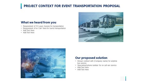 Project Context For Event Transportation Proposal Ppt PowerPoint Presentation Pictures Deck Project Context For Event Transportation Proposal Ppt PowerPoint Presentation Pictures Deck