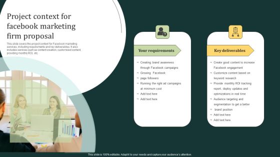 Project Context For Facebook Marketing Firm Proposal Ppt Layouts Icons PDF Project Context For Facebook Marketing Firm Proposal Ppt Layouts Icons PDF
