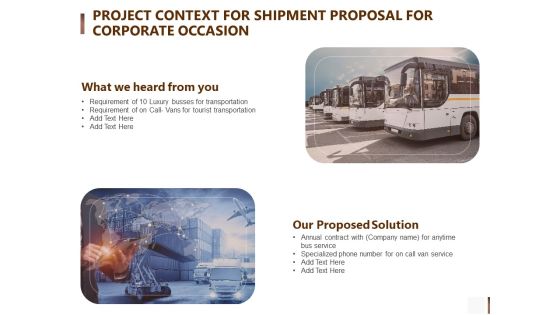 Project Context For Shipment Proposal For Corporate Occasion Elements PDF Project Context For Shipment Proposal For Corporate Occasion Elements PDF