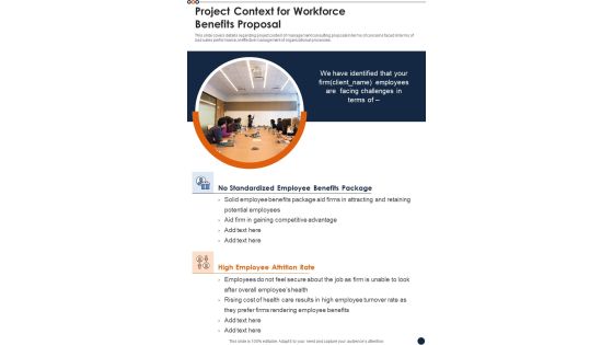 Project Context For Workforce Benefits Proposal One Pager Sample Example Document Project Context For Workforce Benefits Proposal One Pager Sample Example Document