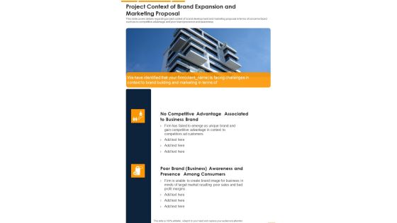 Project Context Of Brand Expansion And Marketing Proposal One Pager Sample Example Document Project Context Of Brand Expansion And Marketing Proposal One Pager Sample Example Document