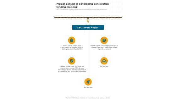 Project Context Of Developing Construction Funding Proposal One Pager Sample Example Document Project Context Of Developing Construction Funding Proposal One Pager Sample Example Document
