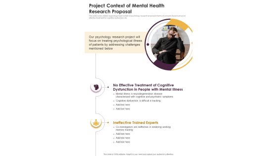 Project Context Of Mental Health Research Proposal One Pager Sample Example Document Project Context Of Mental Health Research Proposal One Pager Sample Example Document