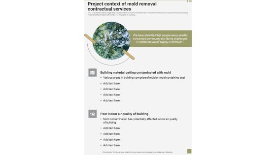 Project Context Of Mold Removal Contractual Services One Pager Sample Example Document Project Context Of Mold Removal Contractual Services One Pager Sample Example Document