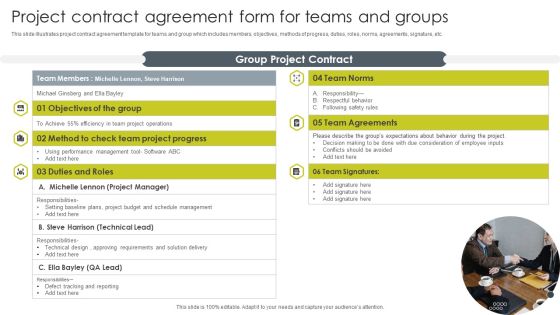 Project Contract Agreement Form For Teams And Groups Elements PDF Project Contract Agreement Form For Teams And Groups Elements PDF